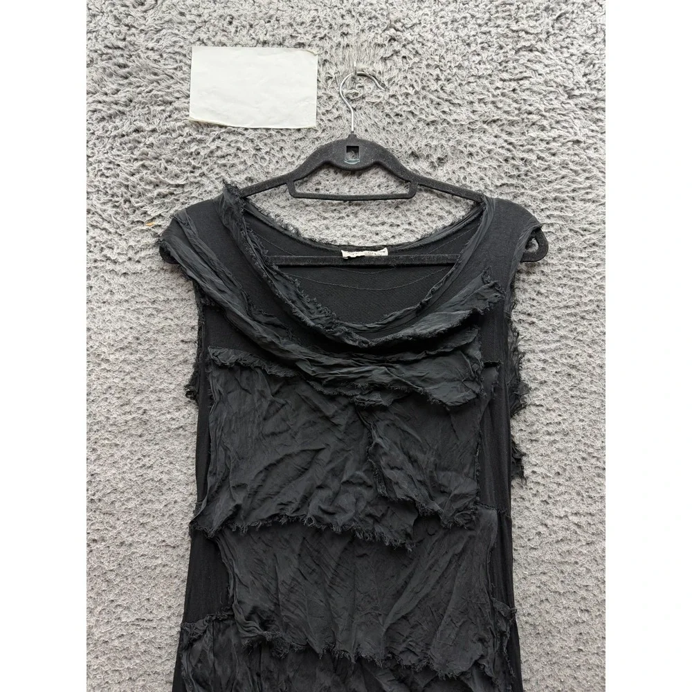 Gigi Moda Siena Relaxed Fit Silk Ruffle Maxi Dress Black Womens One Size